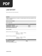 CHEM: Lab Report: Mole and Mass Relationships