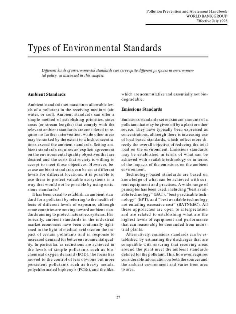 Environmental Standards Overview | PDF | Science & Mathematics