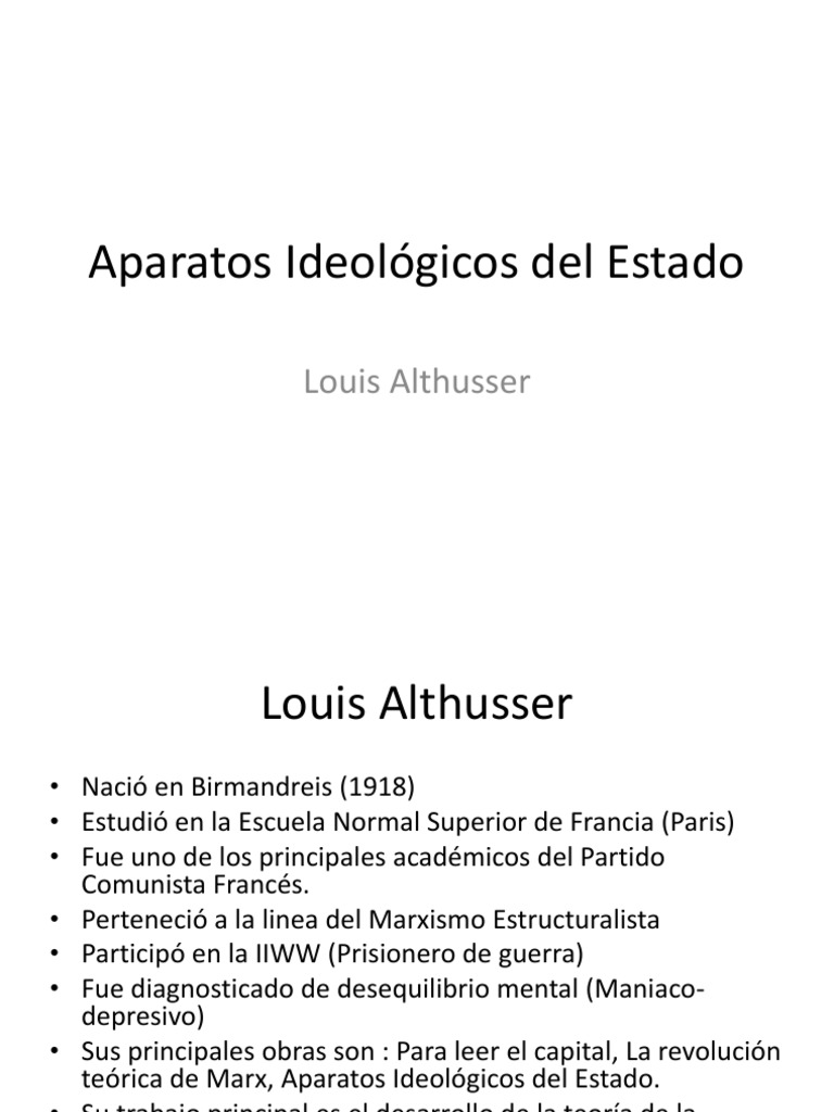 Aparatos Ideológicos Del Estado | PDF | Louis Althusser | Ideologías