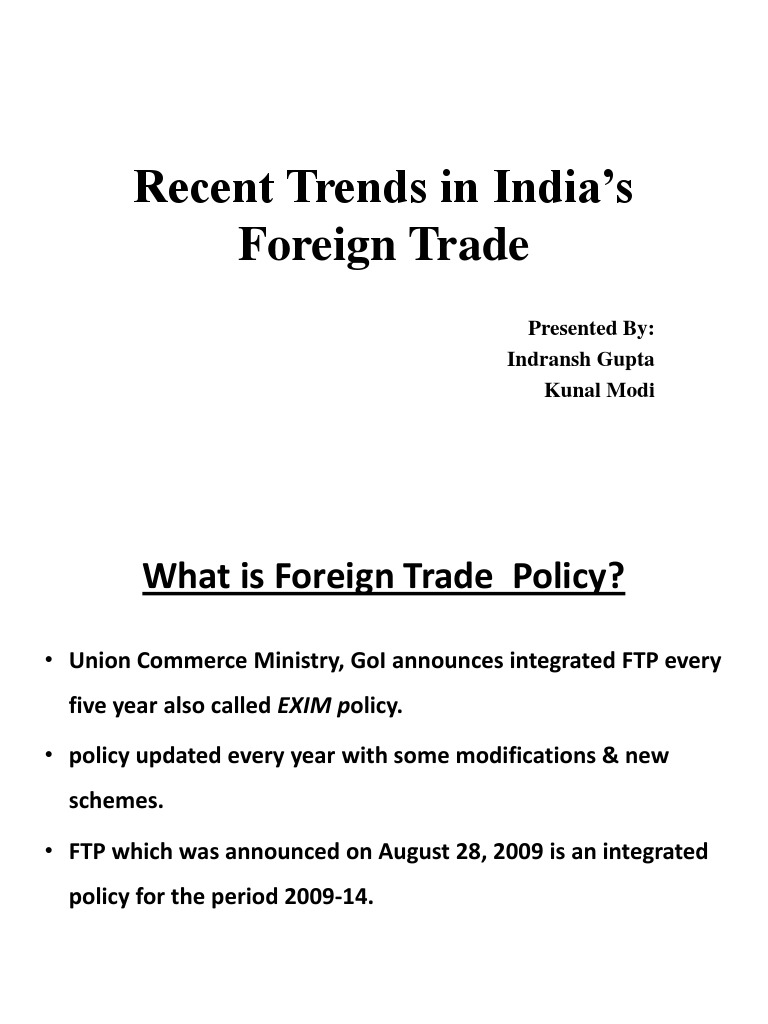 Recent Trends in India's Foreign Trade PDF Exports Balance Of Trade