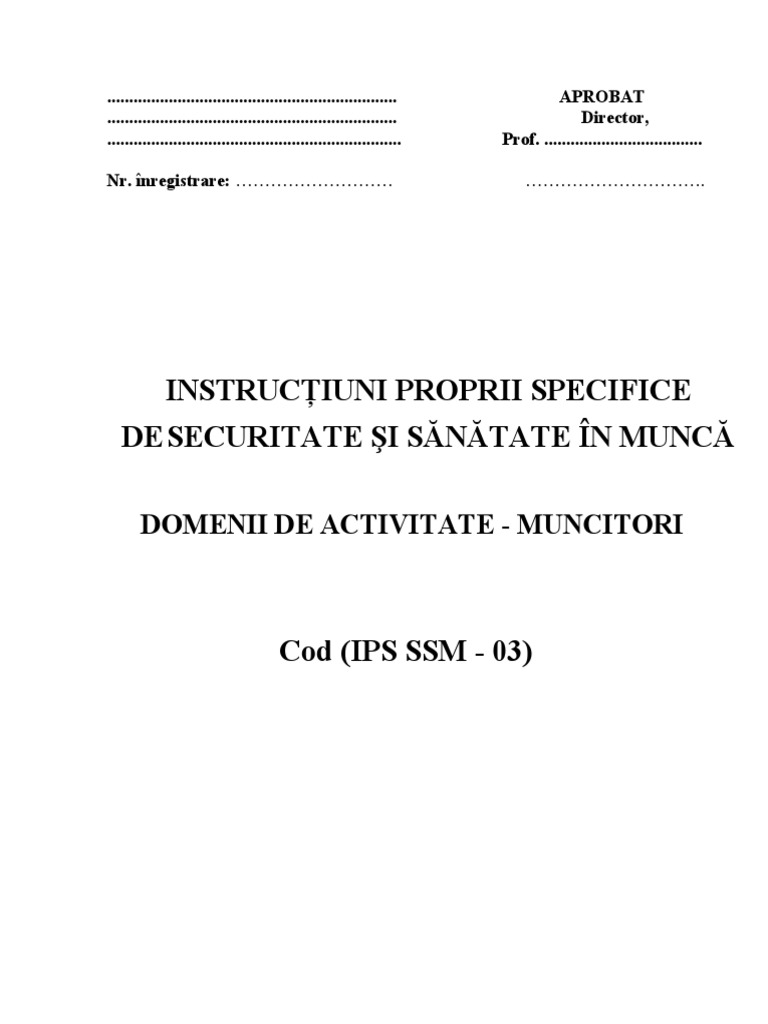 Instructiuni Proprii Muncitori (Tamplar) | PDF