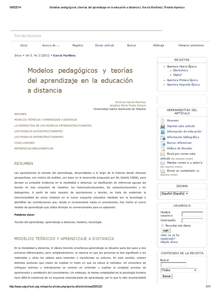 Modelos Pedagógicos y Teorías Del Aprendizaje en La Educación A ...
