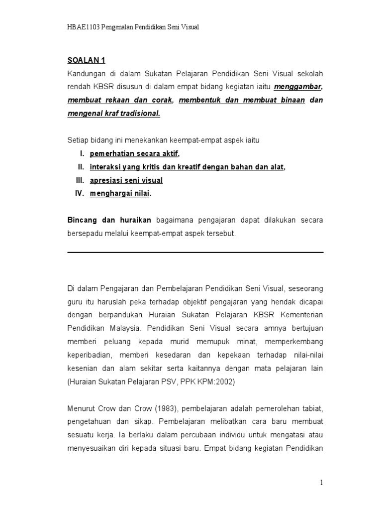 Pengenalan Pendidikan Seni Visual Pdf