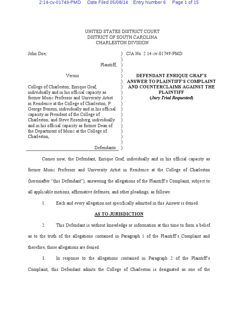 Enrique Graf Counterclaim PDF Cause Of Action Affirmative Defense