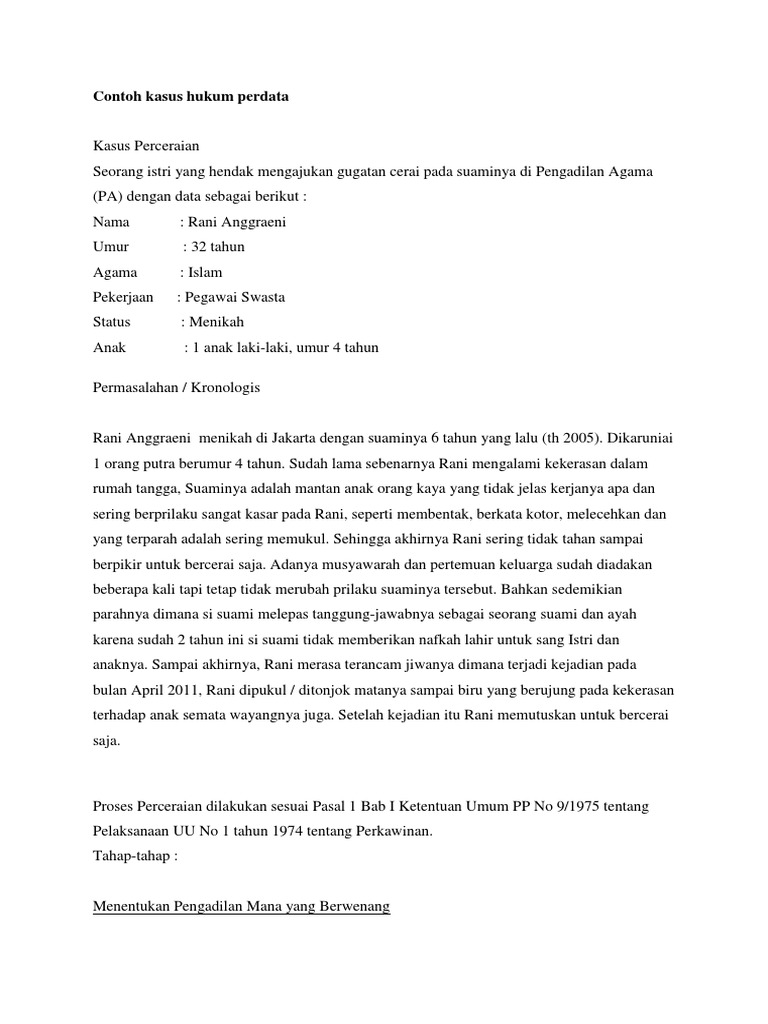 Contoh Kasus Hukum Perdata