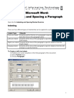 Microsoft Word Indenting and Spacing A Paragraph
