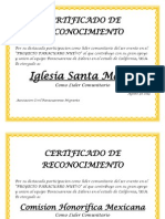 Certificado de Reconocimiento 1er Evento