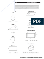 Pssa Formula Sheet - Math Grade 7