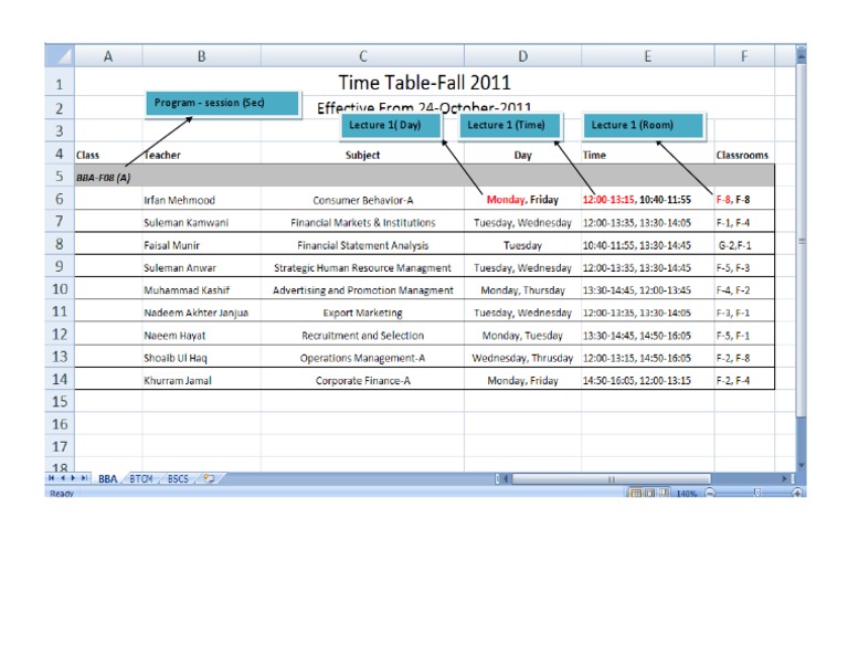 Lecture 1 (Day) Lecture 1 (Room) Lecture 1 (Time) Program - Session ...
