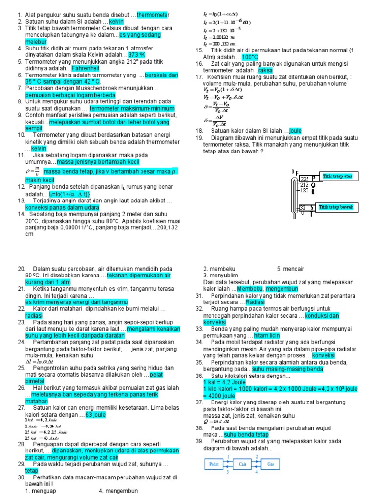 Soal Essay Ipa Kelas 7 Materi Pemuaian Dan Jawabannya