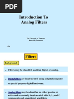 Introduction To Analog Filters: The University of Tennessee Knoxville, Tennessee