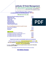 First Year Fee Structure of Bsc. & Diploma in Catering Science & Hotel Management