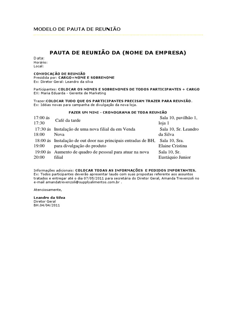 Modelo de Pauta de Reunião | Confiança (Emoção) | Motivação