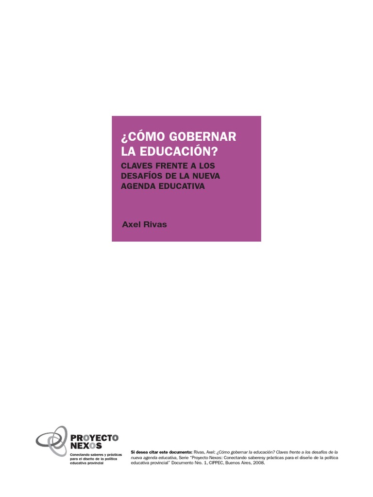 Rivas - Cómo Gobernar La Educación | PDF