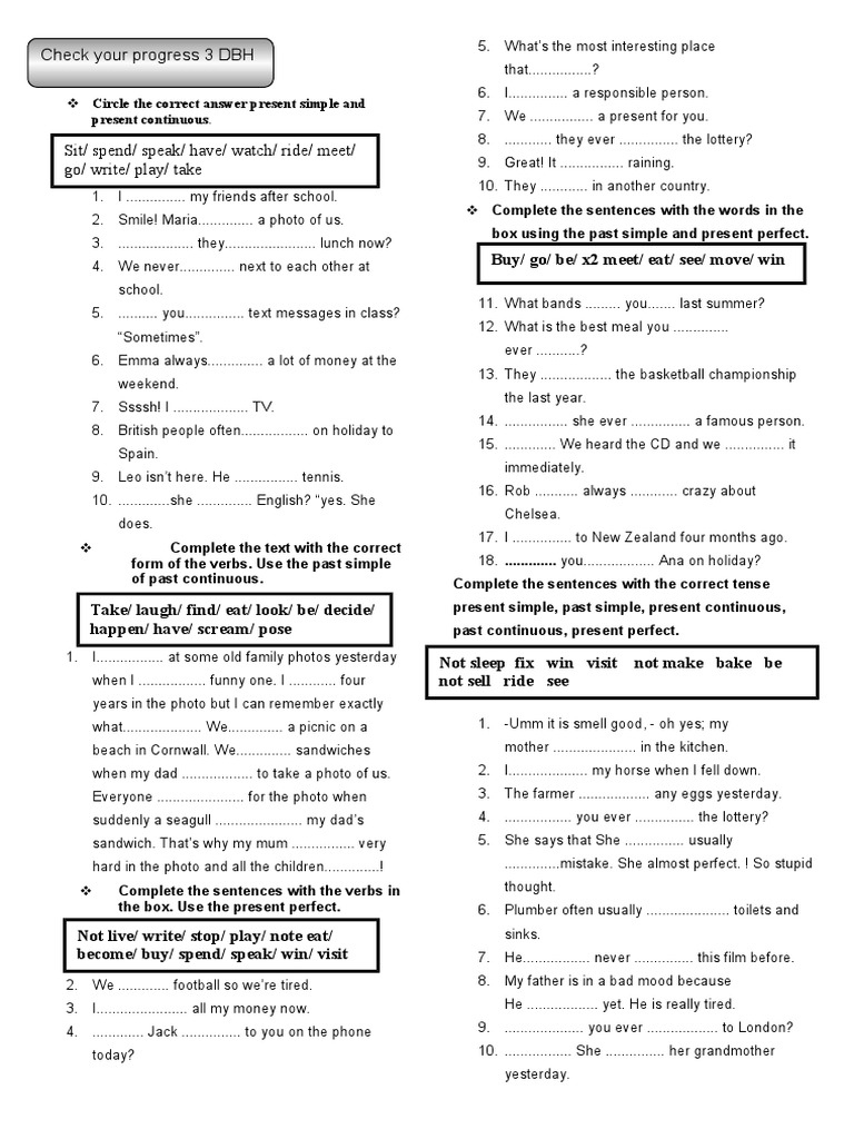 Present Simple vs Continuous Exercises | PDF | Language Mechanics ...