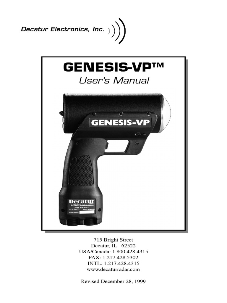 Decatur Genesis VP Manual | Radio | Electromagnetic Interference