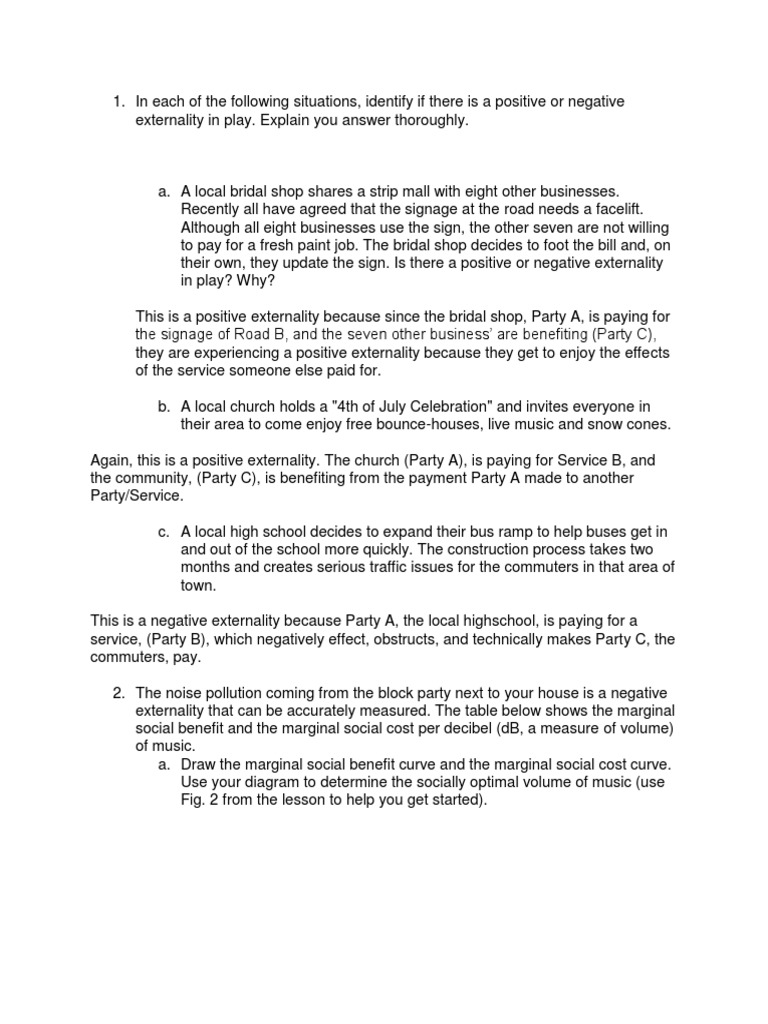 Externalities economics as level picture