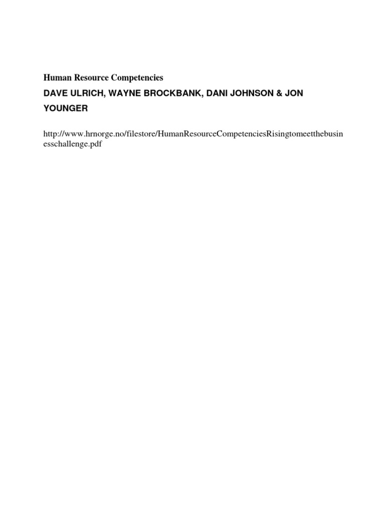 Human Resource Competencies | PDF | Competence (Human Resources ...