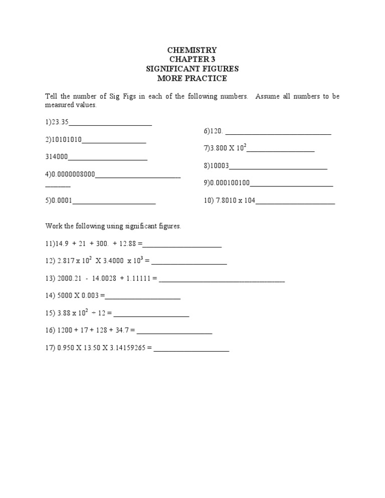 Sig Figs More Practice | PDF | Significant Figures | Futurology