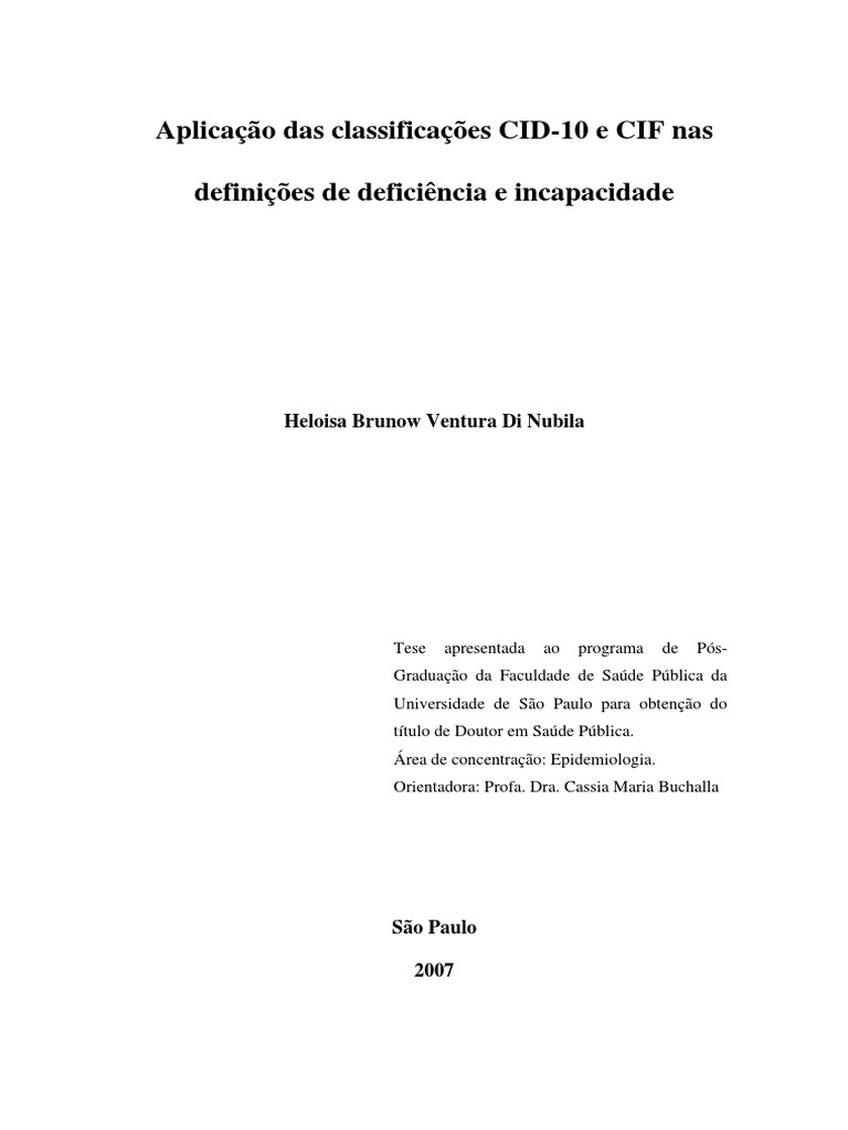 Cid 10 | PDF | Deficiência | Sociologia