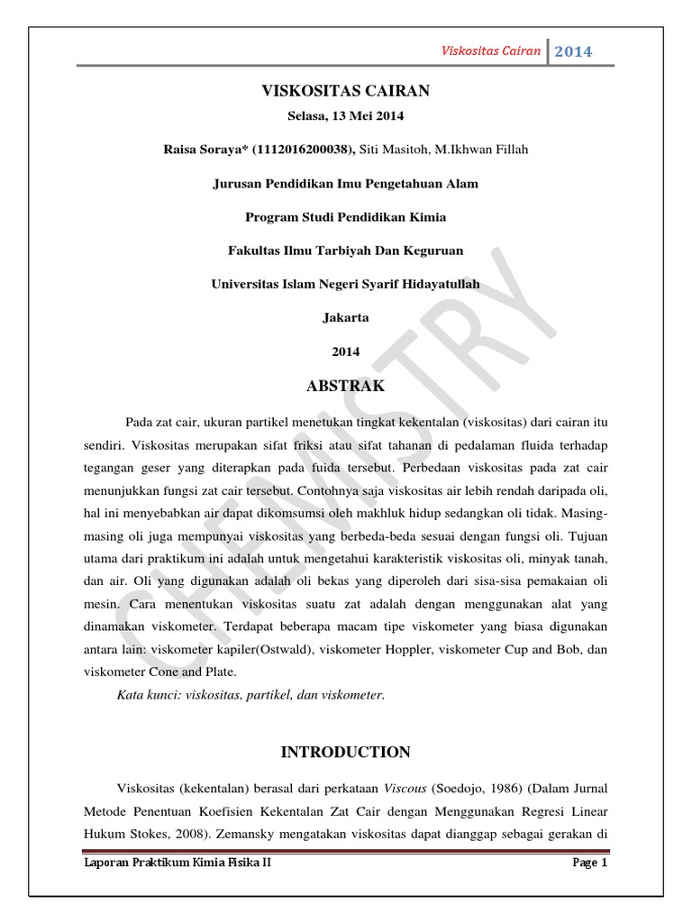 Viskositas Cairan (Minyak,Oli,Air)