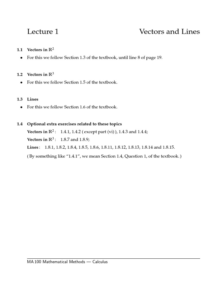 Vectors and Lines in R2 and R3 | PDF