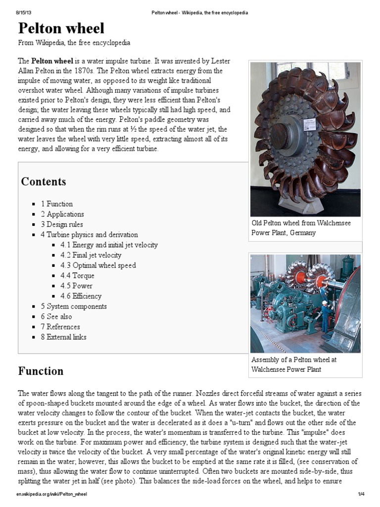 Pelton Wheel Wikipedia, The Free Encyclopedia Mechanical Engineering Continuum Mechanics