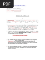 Affidavit of Adverse Claim | PDF | Law
