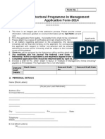 Doctoral Programme in Management Application Form-2014