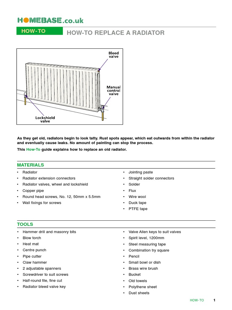 How to Replace a Radiator Guide | PDF | Home & Garden | Technology ...