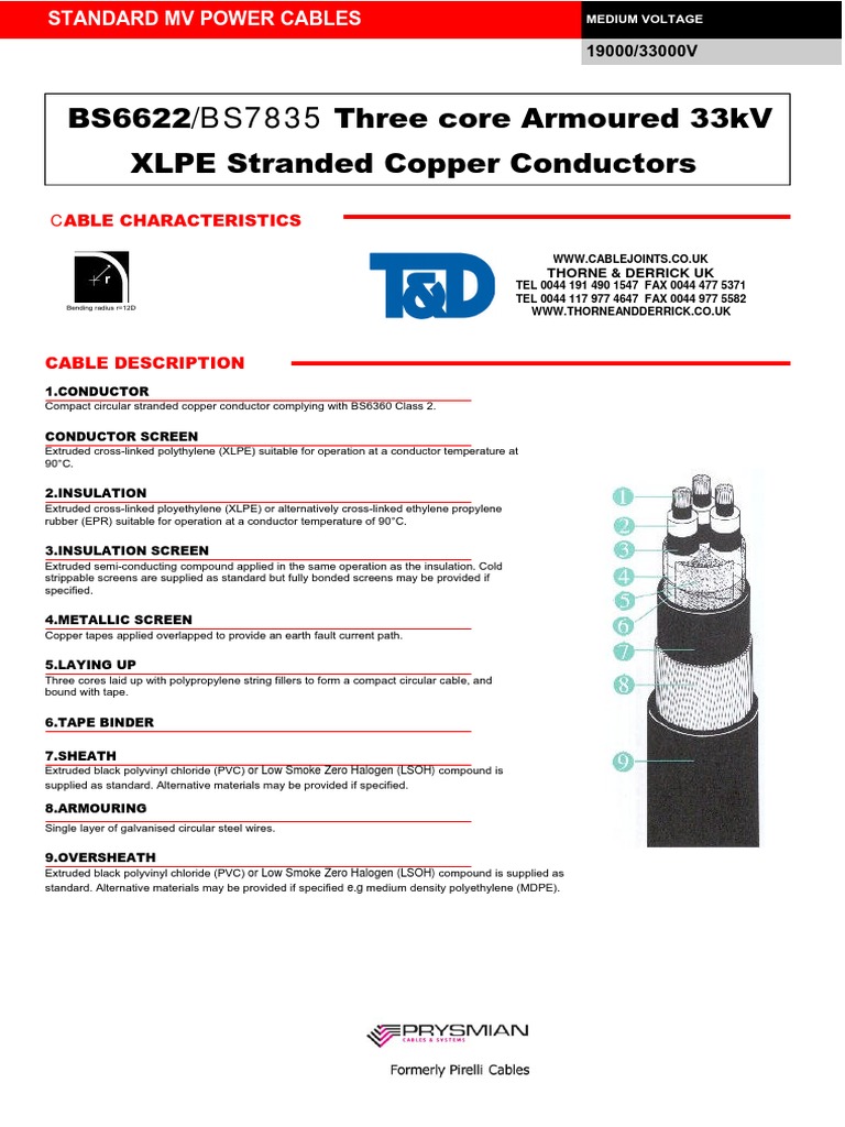 33kV 3-Core XLPE Cable Specifications | PDF | Electrical Conductor | Cable