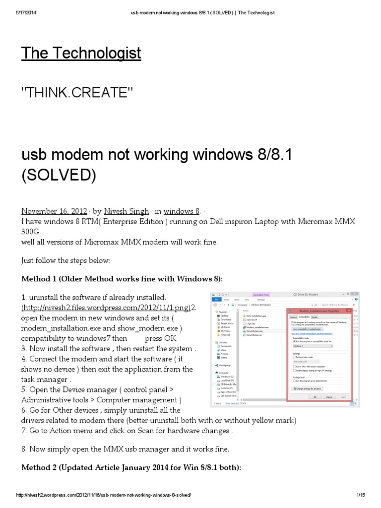 Usb Modem Not Working Windows 8 8 PDF Windows 8 Microsoft Windows