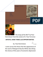 "Song of the Bird" was originaly a docuent placed on Scribd under a different title "Artists, Hard Times and Opportunities" but was intended for another venue which presented some technical difficulties.
It is included on the Scribd site for the additional information in contains. 