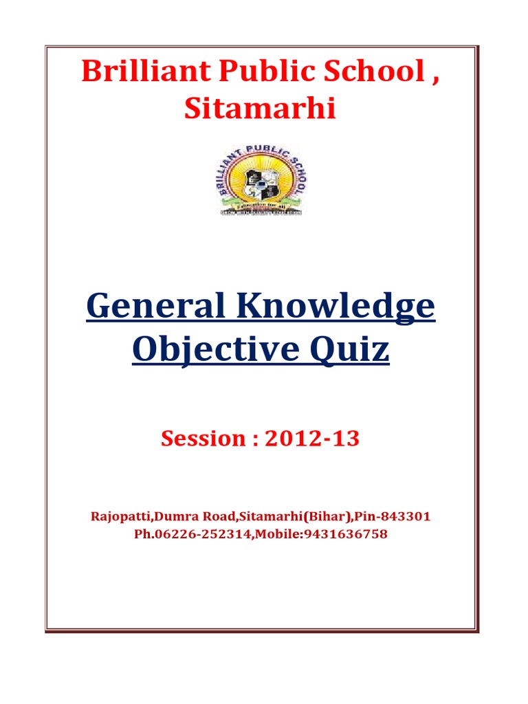 General Knowledge Objective Quiz Reserve Bank Of India
