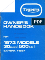 Triumph T100R Daytona - Owners Manual 1973