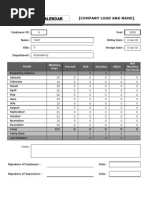 Attendance Calendar: (Company Logo and Name)