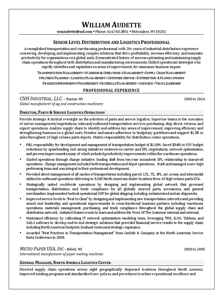 Top 8 distribution director resume samples