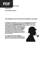 Download Social Communication and Journalism ESLEFL activity - The Challenges of the 21st Century Investigative Journalist by Jose Fernando Gallego Nicholls SN225256546 doc pdf