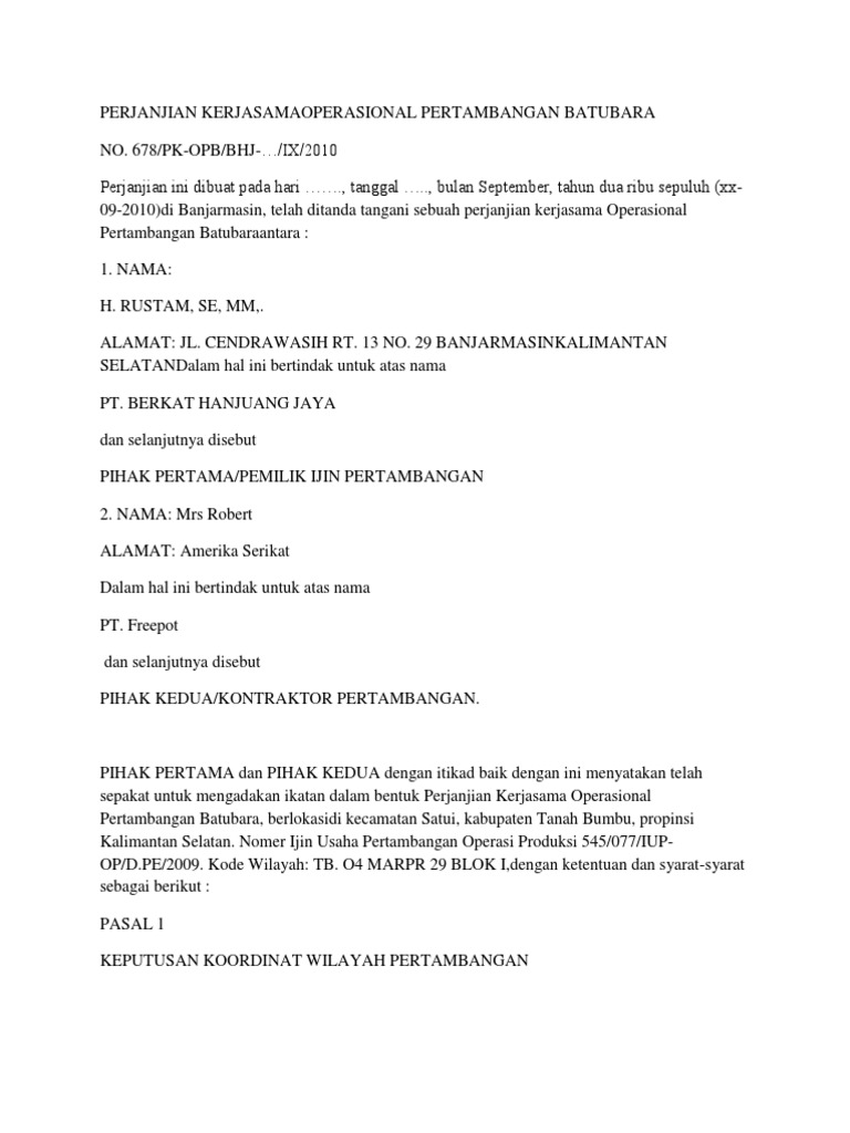 pdf mou internasional perjanjian Perjanjian internasional l contoh kontrak