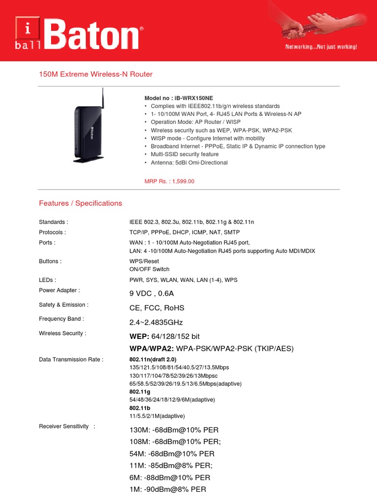iB-WRX150NE Wireless-N Router Specs | PDF | Business