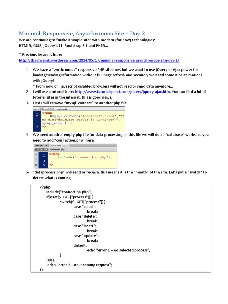 Bootstrap PHP Asynchronous Day 2 | PDF | Ajax (Programming) | J Query
