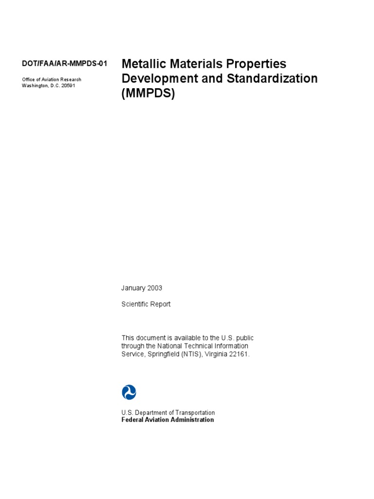 Metallic Materials Properties Development and Standardization (Mmpds)
