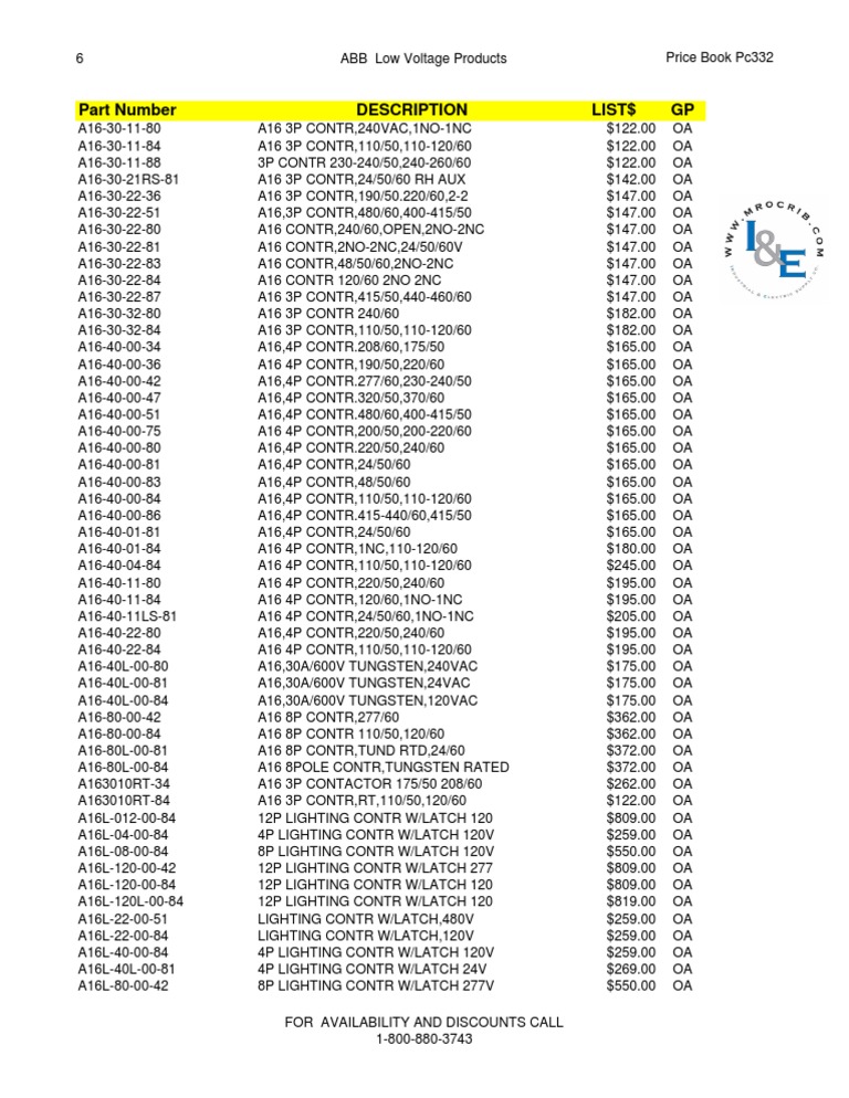 ABB Low Voltage Product Pricing Guide | PDF | Home & Garden | Science ...