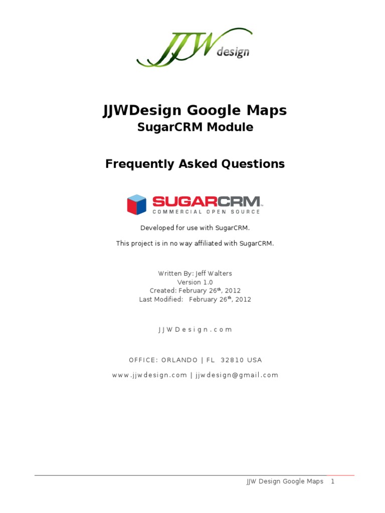 Google Maps Module for SugarCRM | PDF | Information Technology | Software