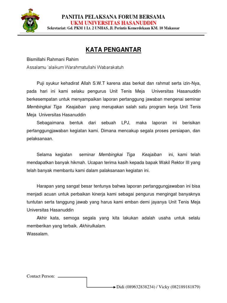 Contoh Laporan Pertanggung Jawaban