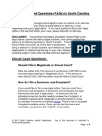 Frequently Asked Questions (Faqs) in South Carolina Circuit Courts