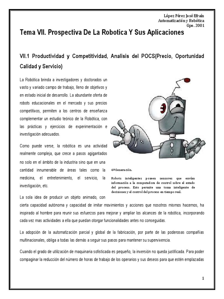 Futuro y Aplicaciones de la Robótica | PDF | Robot | Robótica