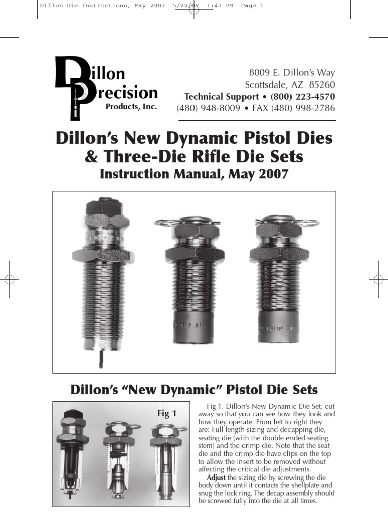 Dillon Die Instructions May 2007 | PDF