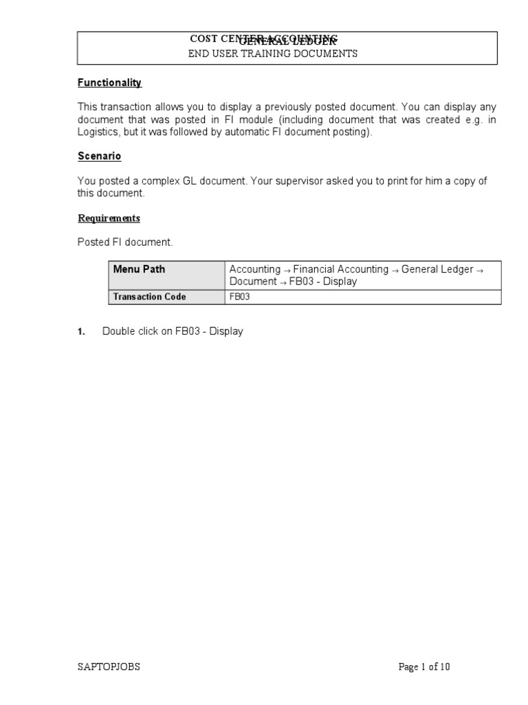 Displaying GL Documents in SAP FB03 | PDF | Accounting | Software