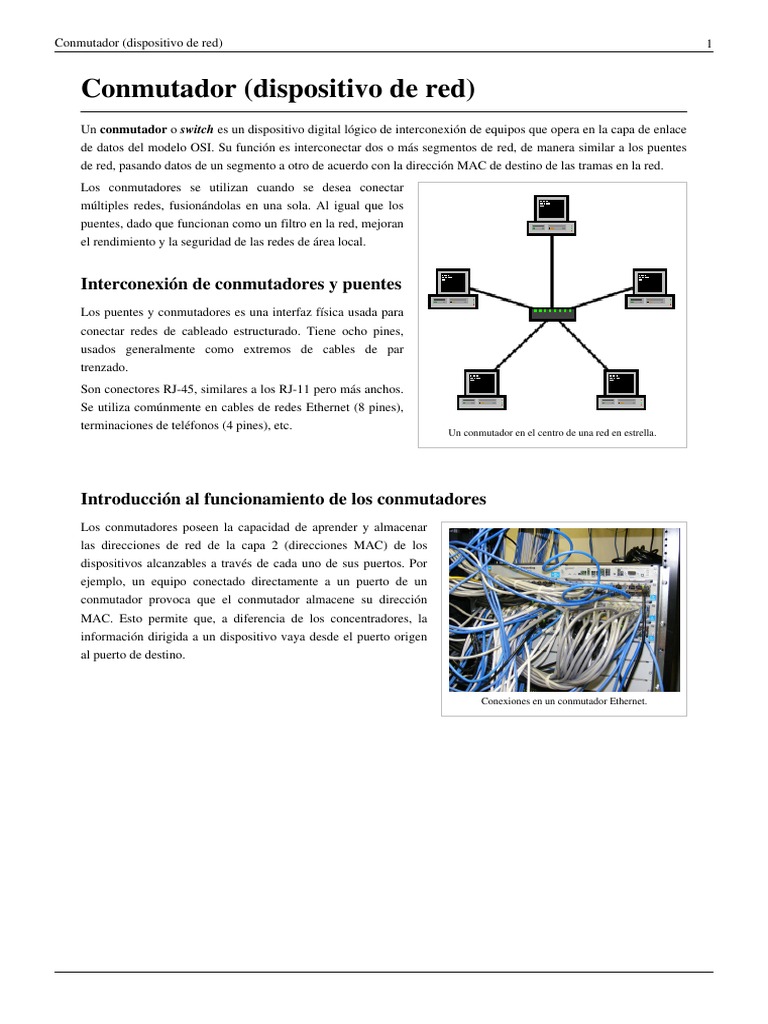 Conmutador (Dispositivo de Red) | PDF | Conmutador de red | Red de ...